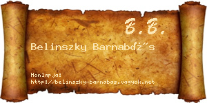 Belinszky Barnabás névjegykártya